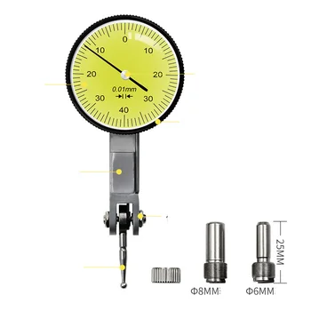 0-0.8 mm 0.01 mm Presnosť Nepremokavé Páčku ukazovateľa zobrazenie analógové shockproof Dial meter pravítko Rozchod Test Finder Mikrometrov nástroj