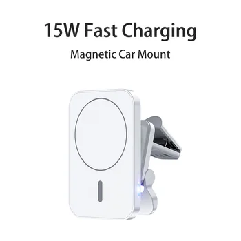 15W Magnetické Bezdrôtová Nabíjačka Pre iPhone 14 13 12 Auto Magnet Montáž Držiaka Telefónu Pre Magsafe Rýchle Nabíjanie Air Vent Nabíjací Stojan