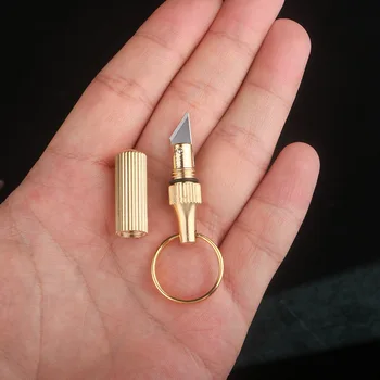 1PCS Mini Mosadz Kapsule Prenosný Vreckový Nôž Utility Nože na Prežitie Nôž Keychain Prívesok Gadget List, Balík Otvárač