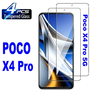 2/4Pcs Tvrdeného Skla Pre Xiao Poco X4 Pro 5G Screen Protector Sklo Film