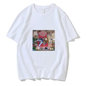 2021 Lete Ženy T-shirt Charakter Ilustrácia Vytlačené Tshirts Dievča Ullzang Mujer T-Shirt Bežné Topy Tee Vintage
