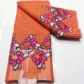 2021 Najnovšie Vysoko Kvalitnej Bavlny Nigérijský Čipky Textílie Swiss Voile čipky embroidere Afriky Čipky Textílie 5 Metrov Na spoločenské Šaty