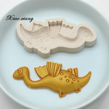 3D Dinosaura Formy Fondant Tortu Vyzdobiť Silikónové Formy Na Pečenie Sugarcraft Čokoláda Pečenie Nástroje Na Tortu Gumpaste FM2095