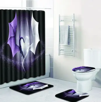 3D Dragon Sprchový Záves Kúpeľňa Rohože wc Wc Koberec Sprcha Mat Nohy Mat Kúpeľňa Set so Sprchovacím kútom Opony&Koberce