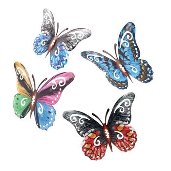 4Pcs 3D Kovový Motýľ Stenu Sochárske Umenie Zavesenie Dekorácií Pre Terasa Záhrada Dvore Vonkajšie A Vnútorné Nastavenie
