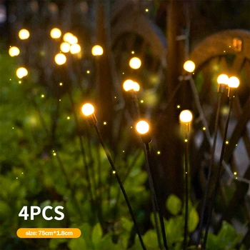 4PCS Solárne LED osvetlenie Vonkajšie Záhradné Dekorácie, Ohňostroje Svetlá Firefly Záhradné Osvetlenie, Trávnik, Záhradné Vianočná Výzdoba Slnečného Svetla