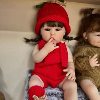 55 CM Erin celého Tela Reborn Batoľa Dievča Bábiku Realisticky Skutočný Baby Doll s Klobúk Mäkké telo Vianočné Darčeky pre Deti