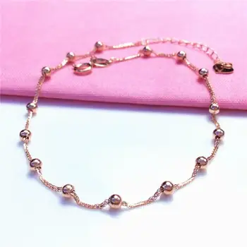 585 fialová pozlátené 14 KARÁTOVÉ ružové zlato malé guľôčky string náramky pre ženy kúzlo jednoduché, klasické strany šperky pošli priateľke