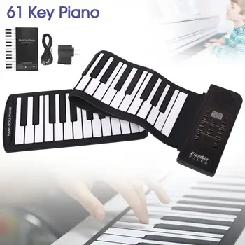 61 Klávesov Prenosné Roll Up Flexibilné Silikónové Klavír, Elektronické MIDI Keyboard, Organ