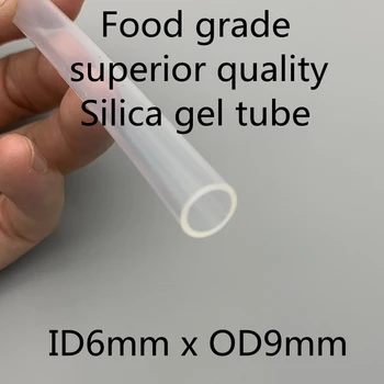 6x9 Silikónové Hadice ID 6 mm vonkajší priemer 9 mm potravinársky Flexibilné Piť Potrubia, Rúry Teplotná Odolnosť Netoxické Transparentné