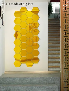 7Pcs/ Set Veľkosť Tvorbu 3D Dekoratívne Zrkadlo Nálepky Hexagon Stenu Pre Obývacia Izba, Spálňa Pozadí Domova