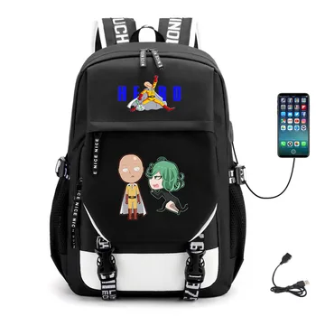 Anime Jeden Úder Muž USB Aktovka Plátno Študent Bežné Teenger Textílie Packsack Unisex Batoh Kvalitný Notebook Taška