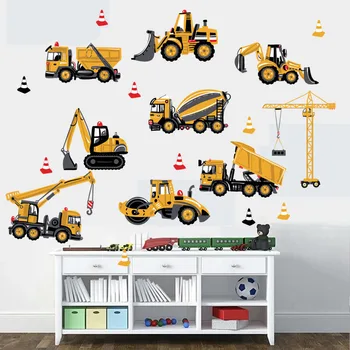 Cartoon Traktor Samolepky na Stenu DIY Prepravu Automobilov Wall Art Kotúča, Dekorácie pre Deti Izby Chlapcov, Dievčatá, Deti, Spálňa Domova