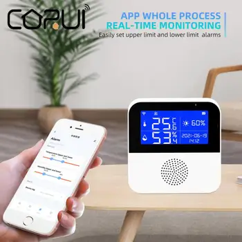 CORUI Tuya Smart Home Wifi Snímač Teploty Smart WIFI Vnútorný Vlhkomer Teplomer Domov Asistent Vlhkosť, Senzor