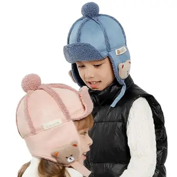 Doitbest Chlapec Dievča bombardér klobúk 3D Medveď v Zime Teplé Kožušiny Dieťa Čiapočku Cyklistické spp Dieťa dievčatá Earflap Čiapky Vek Pre 1 do 4 rokov