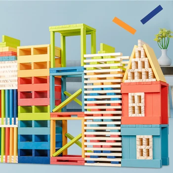 Drevené Stavebné Bloky pre Batoľatá Blokov Dreva Kmeňových Hračky pre KidsPreschool Vzdelávacie Aktivity Vrstvenie Bloky Budova Hry
