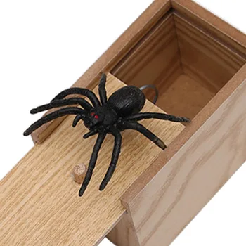 Drevené Žart Trik Praktické Vtip, Home Office Vydesiť Toy Box Gag Spider Dieťa Rodičia Priateľa Zábavné Hrať Vtip Darček Prekvapujúce, Box