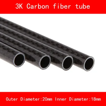 dĺžka 400mm vonkajší priemer 20 mm vnútorný priemer 18 mm 3 k Uhlíkových vlákien trubice, rúry rovno