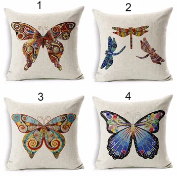 Farebný Motýľ Dragonfly Digitálna Tlač Bavlnené Obliečky Vankúš Na Gauč Dekoratívne Hodiť Vankúš