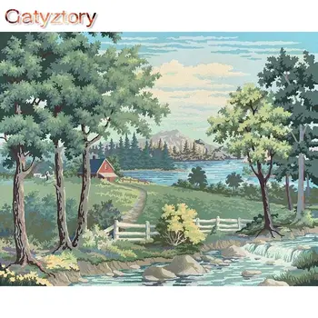 GATYZTORY 60x75cm Obrázky Podľa Čísla Obce Scenérie Frameless DIY Maľovanie Podľa Čísel Na Plátne Digitálna Strane Farby Domova