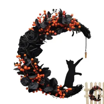 Halloween Dekoratívne Veniec Halloween Mesiac Mačka Garland 2022 Predné Dvere Dekor Girlandy Black Dekorácie Na Halloween