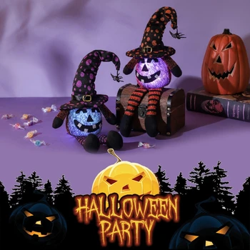 Halloween LED Bábika Halloween Party Dekor Žiariace Spider Úsmev Tekvica Elf Halloween Visí Ozdoby Tekvica Ghost Čarodejnice Bábika