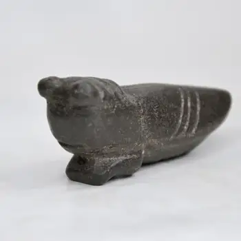 Hongshan Kultúry Archaize Čierny Železný Meteorit Chan Prívesok Crving Socha Maskot Amulet Plavidlá