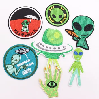 Jediný Predaj Mimozemské UFO Deti Vyšívané Škvrny Fit, Nohavice, Bunda Odznaky Žehlička na Škvrny v Pohode Dovolenku Prítomný