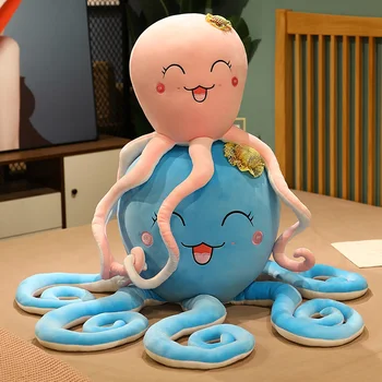 Kreatívne Cartoon Octopus Plyšové Hračky Mora Blue Pink Zvierat Plnené Bábiky Vankúš Späť Vankúš Deti Deti Narodeninám 100 cm