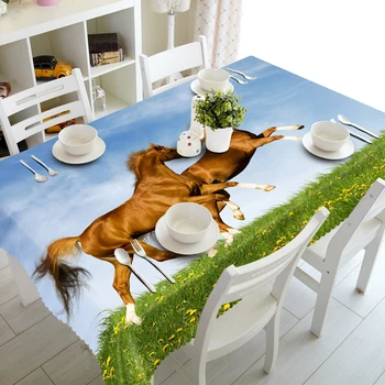 Kôň Prairie Vzor 3D Obrus na Mieru Pribrala Polyester Bavlna Prachu Hotel Strany Svadobné Obdĺžnikový Stôl Handričkou