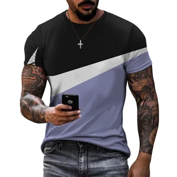 Letné Štýl pánske T-Shirt Kolo Krku Šport Mozaikové Farebné Bežné Krátke Rukáv Top 3D Digitálna Tlač