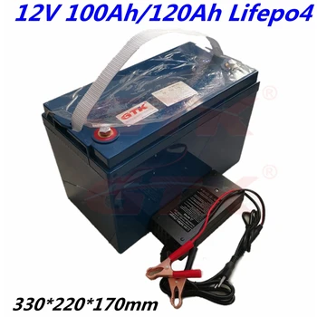 Lifepo4 12V 100Ah 120Ah batéria s 100A BMS ABS case pre Solárny Systém RV Elektrické Auto +10A nabíjačky