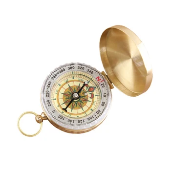 Mini Prenosné Medi Navigáciu Kompas Vonkajšie Svetelné Flip Kompasy Vrecku Mosadz Zlatý Kompas pre Vonkajšie Aktivity