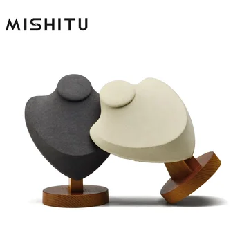 MISHITU Malý Drevený Náhrdelník Displej Poprsie 18 cm Náhrdelník Výstavný Stánok s Jemnou Šperky Zobraziť Model na Mieru