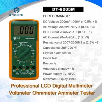 NAJLEPŠIE DT-9205M Multimeter Voltmeter Ohmmeter Ammeter Tester LCD Digitálny s Bzučiak Tester Meter pre Mobilný Telefón Oprava Nástrojov