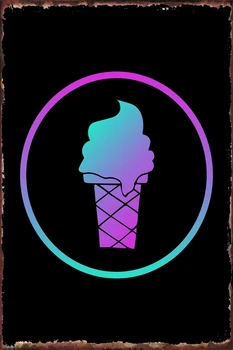 Neon Ice Cream Potravín 1 Cínové Platne Steny Výzdoba Miestnosti Dekorácie Retro Vintage Kovové Prihlásiť Tin Prihláste Sa Pre Krčmy Domov Klub Muž Jaskyňa Kaviareň