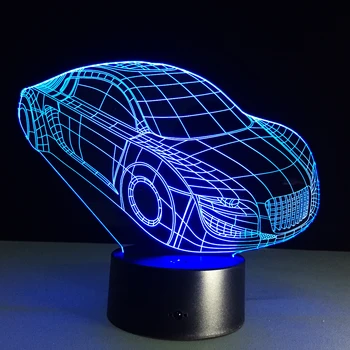 Nové športové auto 3D nočné svetlo výrobcov Sedem dotykový farebný vizuálny led stolná lampa USB, smart home dekorácie, lampy