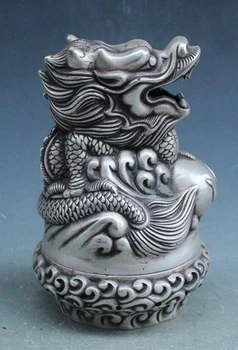 Nádherné Krásne Čína Klasickej Bielej Medi Fengshui Sľubný Dragon Lopatku