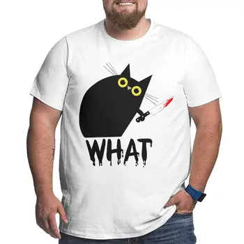 Pánske T-Shirt Čierna Mačka, Čo Vtipné Bavlna Veľké Vysoký Tee Tričko Krátky Rukáv Nôž Krvavé Mačiatko Milovníkov Tričká Oblečenie Veľké 6XL