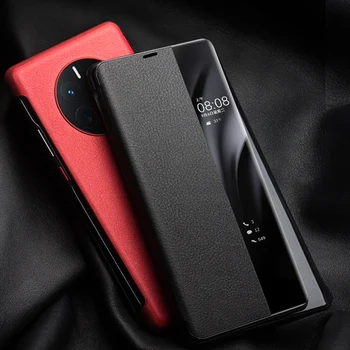 QIALINO pravej Kože Flip puzdro pre Huawei Mate 50 Ultra Ľahké Luxusné Kryt Telefónu Smart View Prípade Mate 50 Pro