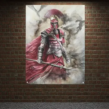 Roman Armor Bojovník Banner Stene Visí Vlajka Rytieri Templar Plagáty a Vytlačí Plátno na Maľovanie na Stenu, Nálepky, Domáce Dekorácie
