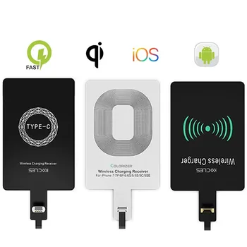 Rýchlo Qi Bezdrôtovú Nabíjačku Prijímač Pre iPhone 6 7 Plus Univerzálnej Nabíjacej Prijímač, Adaptér Pad Cievka Pre Micro USB Typ-C Telefón