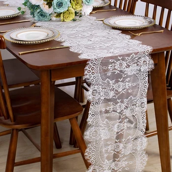 Svadobný Stôl Dekorácie 36X300CM Kvetinový Vzor Bielej Čipky Stôl Runner Rustikálny Elegantné Svadobné Party Dodávky
