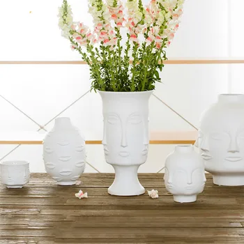 Tvar tváre Vzory Keramická Váza z Porcelánu výzdoba domov koridoru vázy na kvety Biele Nástroje
