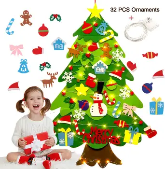 Urob si sám Cítil Vianočný Strom, urob si sám Vianočný Stromček s LED Reťazec Svetlá pre Deti Vianočné Darčeky, Vianočné Výzdoba Nový Rok Party Dodávky