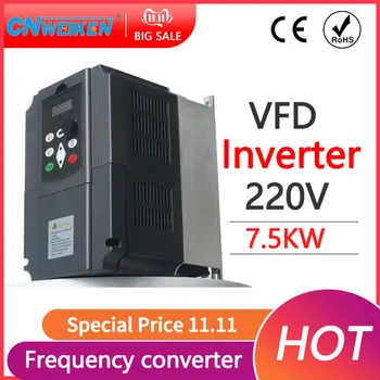 VFD Invertor 5.5 KW/7,5 kw meniče Frekvencie 1P až 3P-220V Výstup pre vodné čerpadlo motora ventilátora