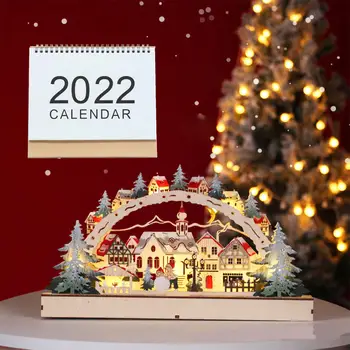 Vianočné Dreva, Miniatúrne Most Obce Model s LED Svetlo Dekoračné a Kalendár pre Priateľov