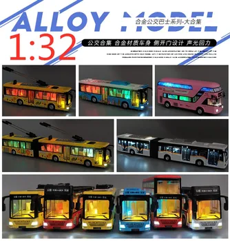 1:32 zliatiny vytiahnuť späť dvojité autobus vysokej simulácia mestskej autobusovej dopravy model vozidlá, kovové diecasts blikajúce hudobné chlapec hračky