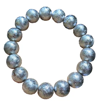 10 Prírodných Gibeon Meteorit Moldavite Náramok Pre Ženy Lady Mužov Darček Energie Crystal Silver Kameň Korálky Pramene Šperky AAAAA