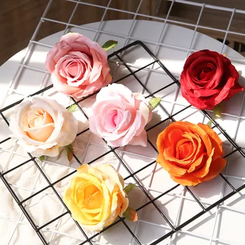 10Pcs Umelé Zamatovej Ruže Hlavu Kvetu na Kvet Stenu Svadobné Pozadí Výzdoba Domov Falošné Kvety DIY Ruže Garland